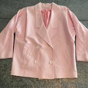 Vintage Double Breasted Pink Oversized Blazer Jacket Womens M/L 9/10 Retro